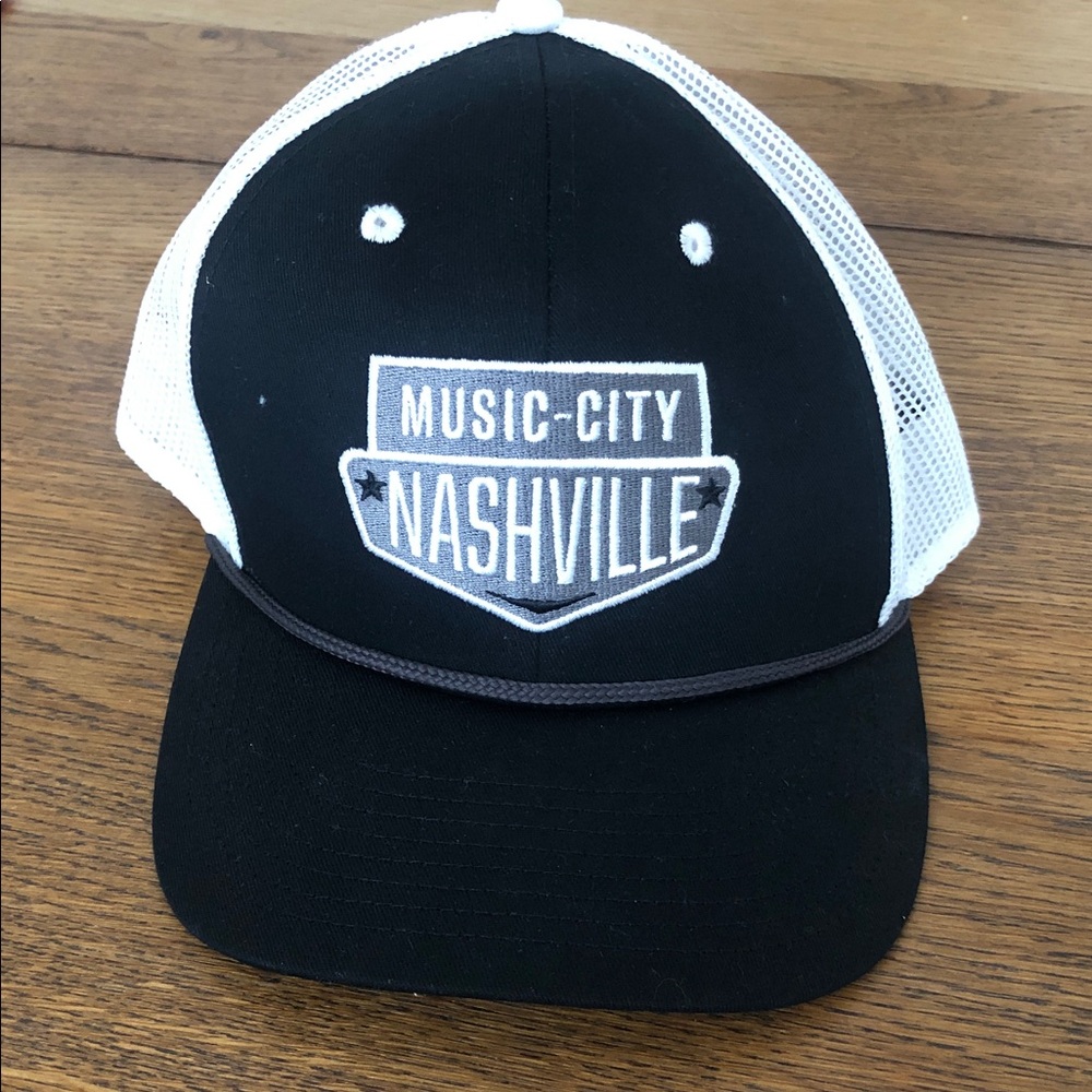 Music City Nashville Black & White Mesh Trucker Hat